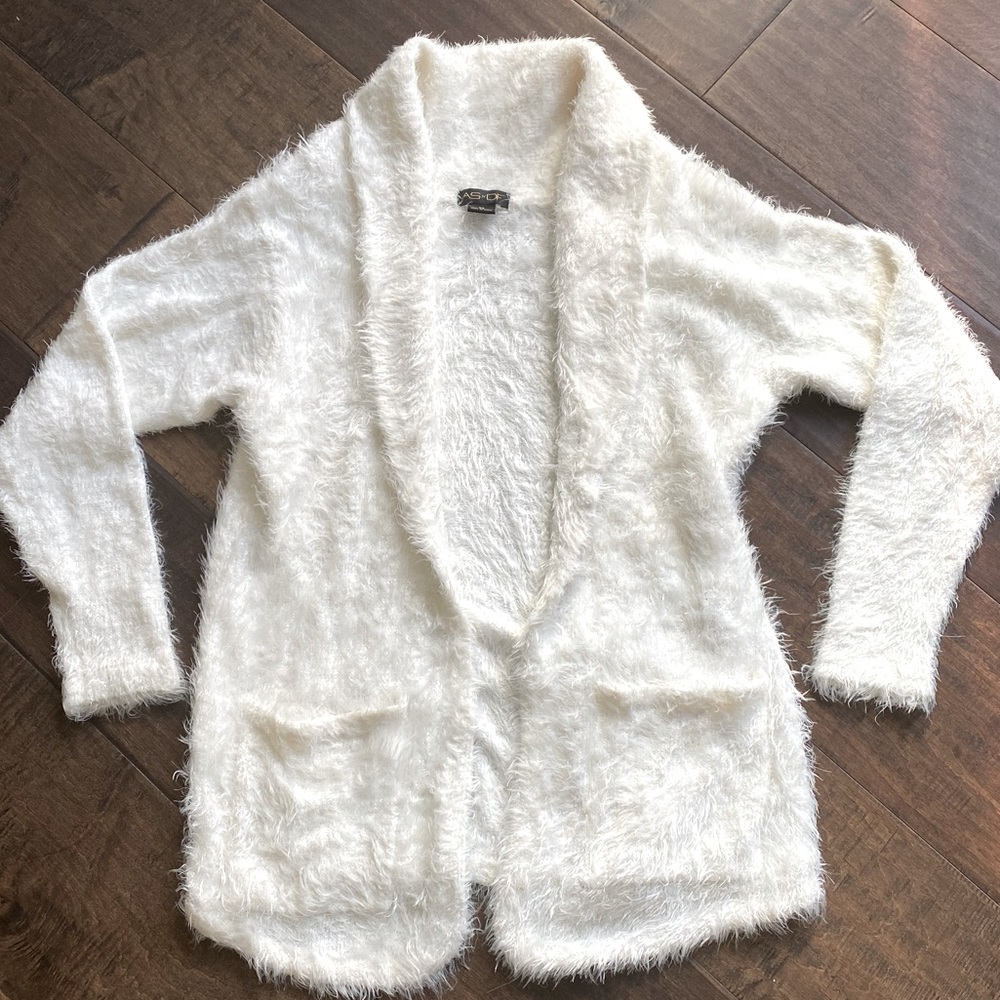 ASbyDF Luxe cardigan, Size XS, White, open front